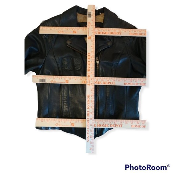 Women's 40/12 (Large L) Harley-Davidson Leather Jacket Raised Yellow Rose - Picture 9 of 11